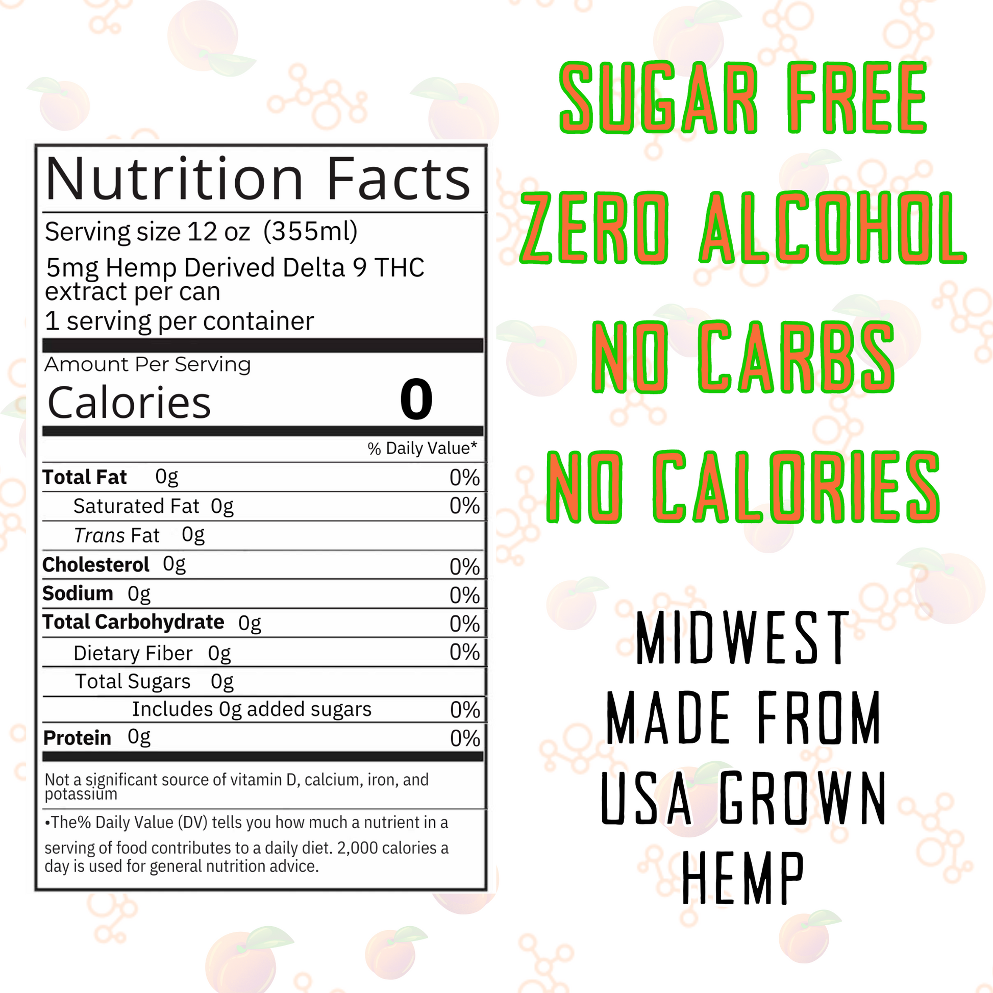 nutrition facts chart for Nano 9 5mg THC Seltzers