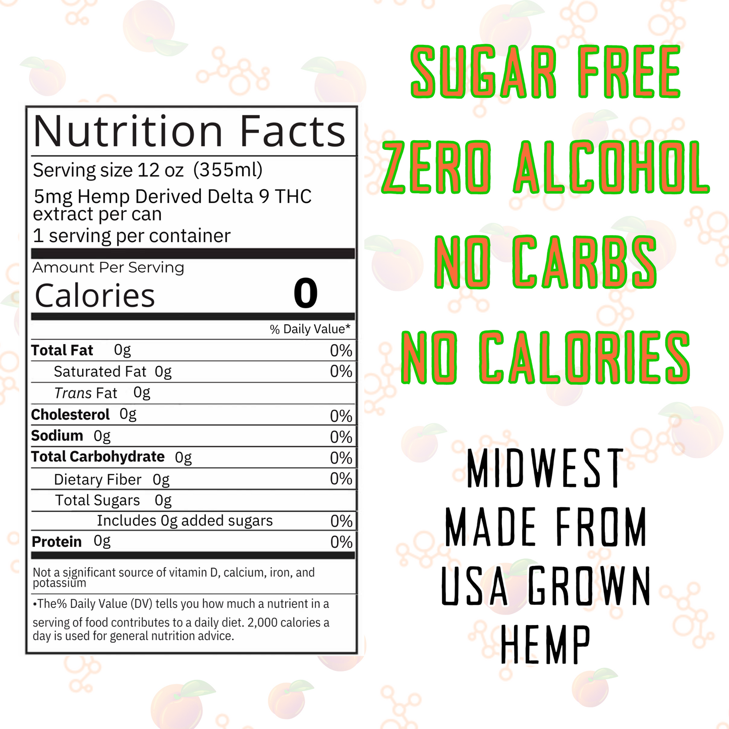 5mg Peach Fuzz Fizz THC Seltzer: Nano 9 Pack