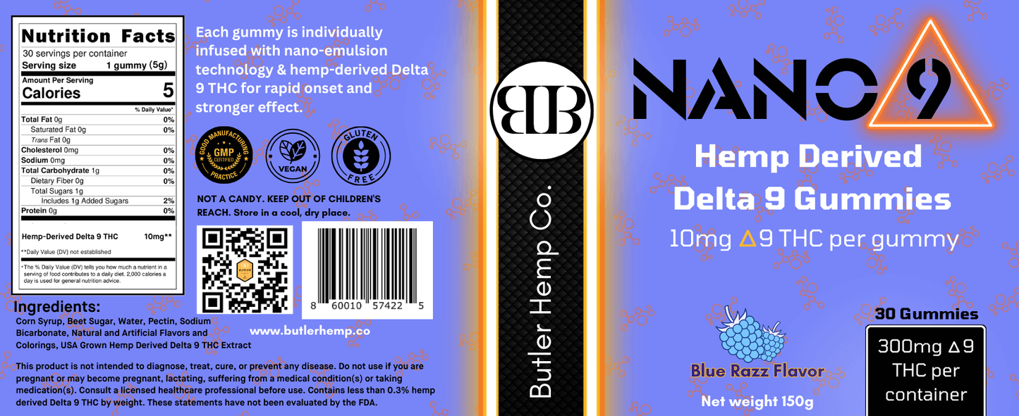 Nano 9 Hemp-Derived Delta 9 Gummies 30 Count