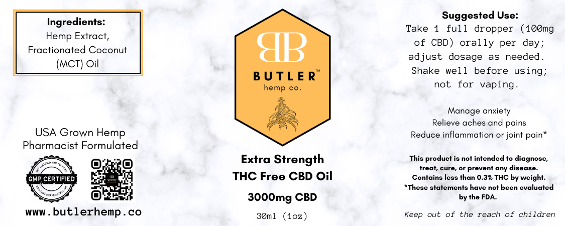 Extra Strength 3000mg THC Free Oil