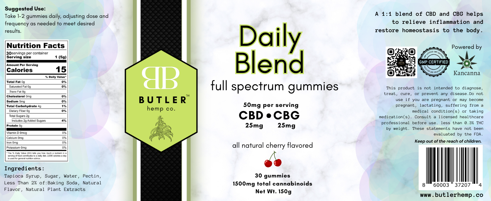 a 1:1 blend of CBD and CBG helps to relieve inflammation and restore homeostasis to the body