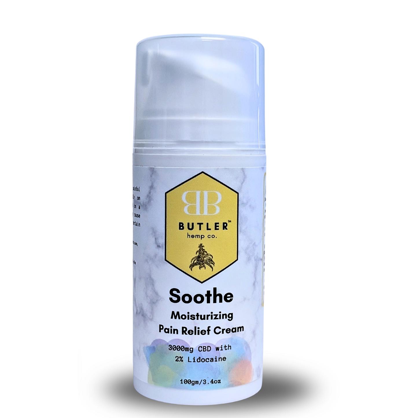 Butler Soothe Moisturizing Relief Cream, a citrus-vanilla lotion with shea butter, aloe, 3000 mg hemp extract, and 2 percent lidocaine designed to help ease daily joint aches and soothe inflamed or sensitive skin.