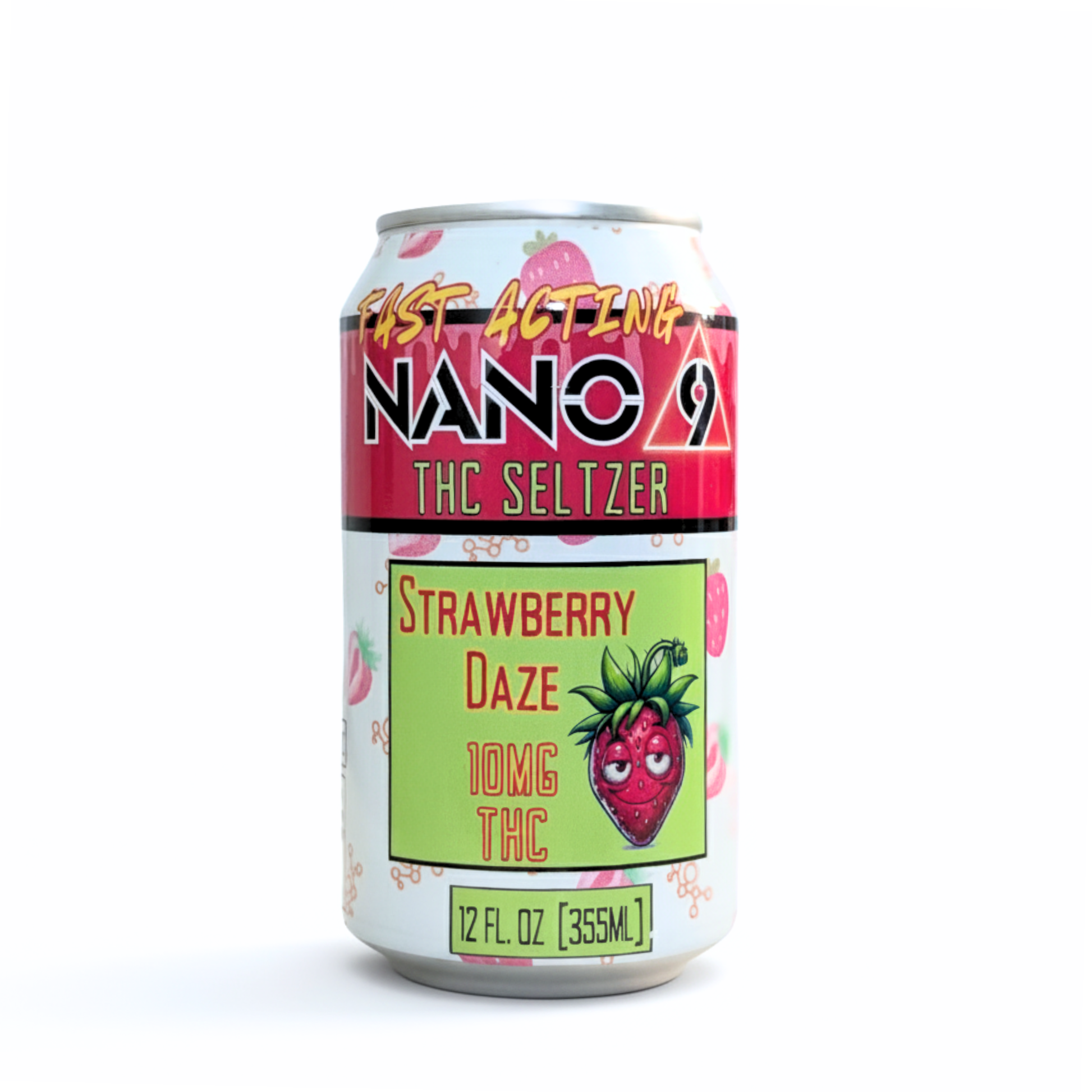 Buy Nano 9 10mg Strawberry Daze THC seltzer online in a convenient 9-pack. Fast-acting and zero sugar.